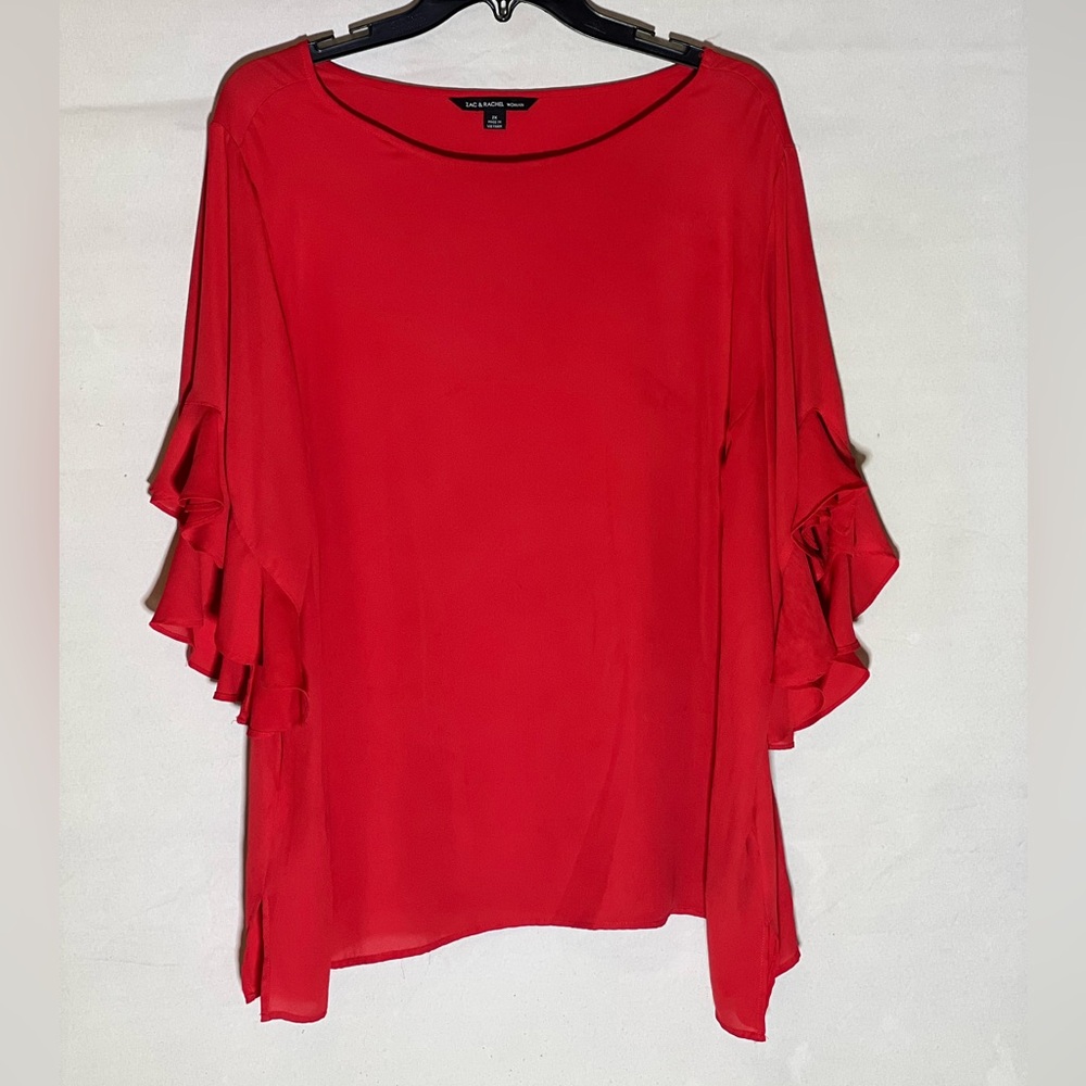 Bright Red Zac & Rachel women’s long sleeve dress shirt.